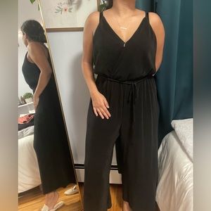 Women's Black Cropped Jumpsuit